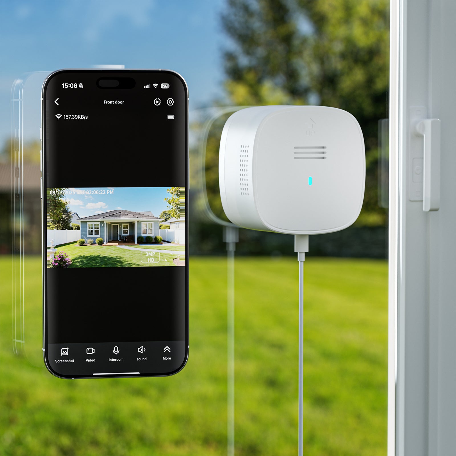 3MP 2k Window Camera, SpectraVivid AI Color Night Vision Window Cameras for Home Security, 2.4G&5G WiFi, Person & Motion Detection Siren,  Easy Quick Install On Glass