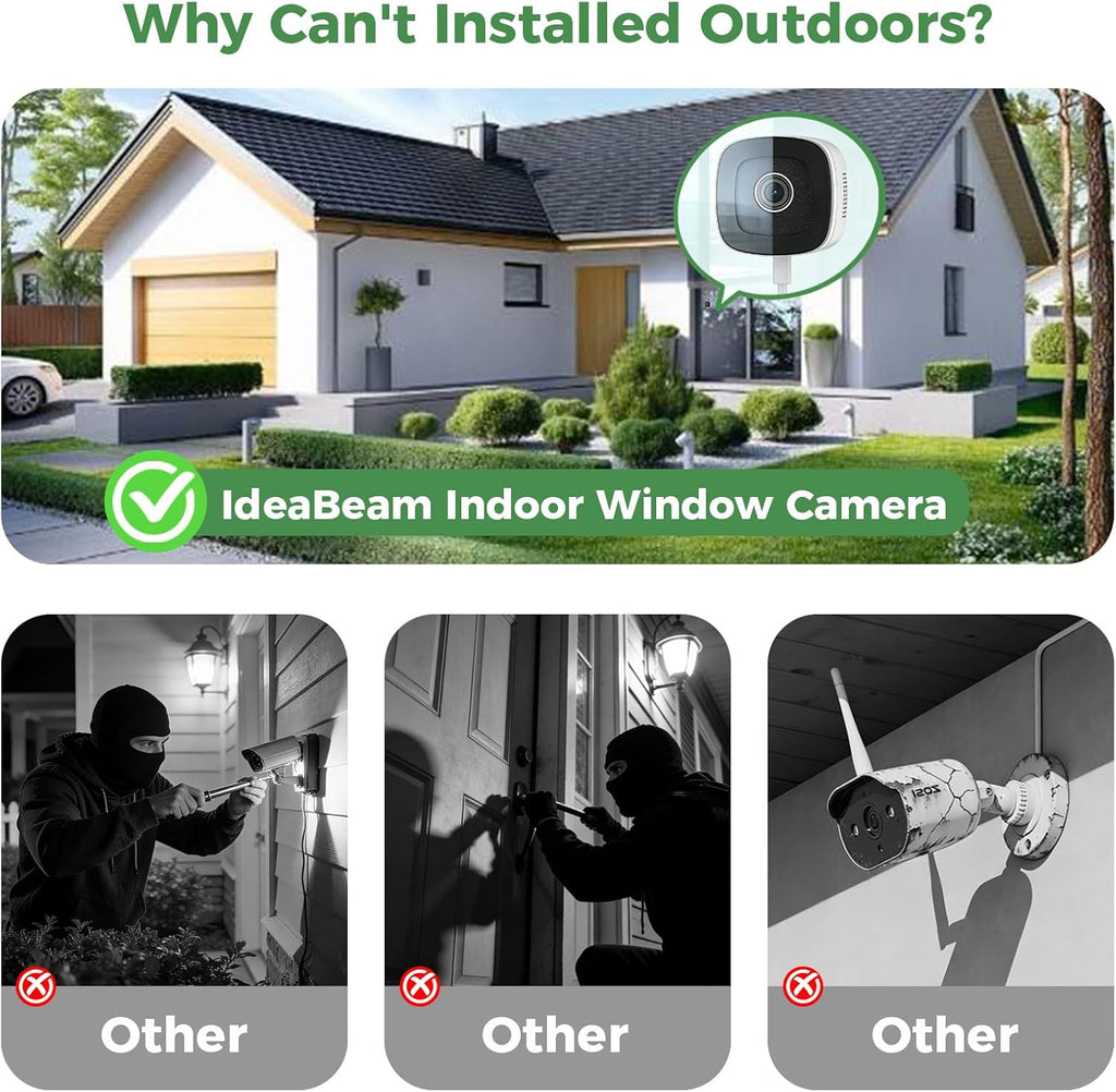 3K 5MP Window Camera, SpectraVivid AI Color Night Vision Window Cameras for Home Security, 2.4G&5G WiFi, Person & Motion Detection Siren, Two-Way Audio, 24/7 Recording, Easy Quick Install Indoor Glass