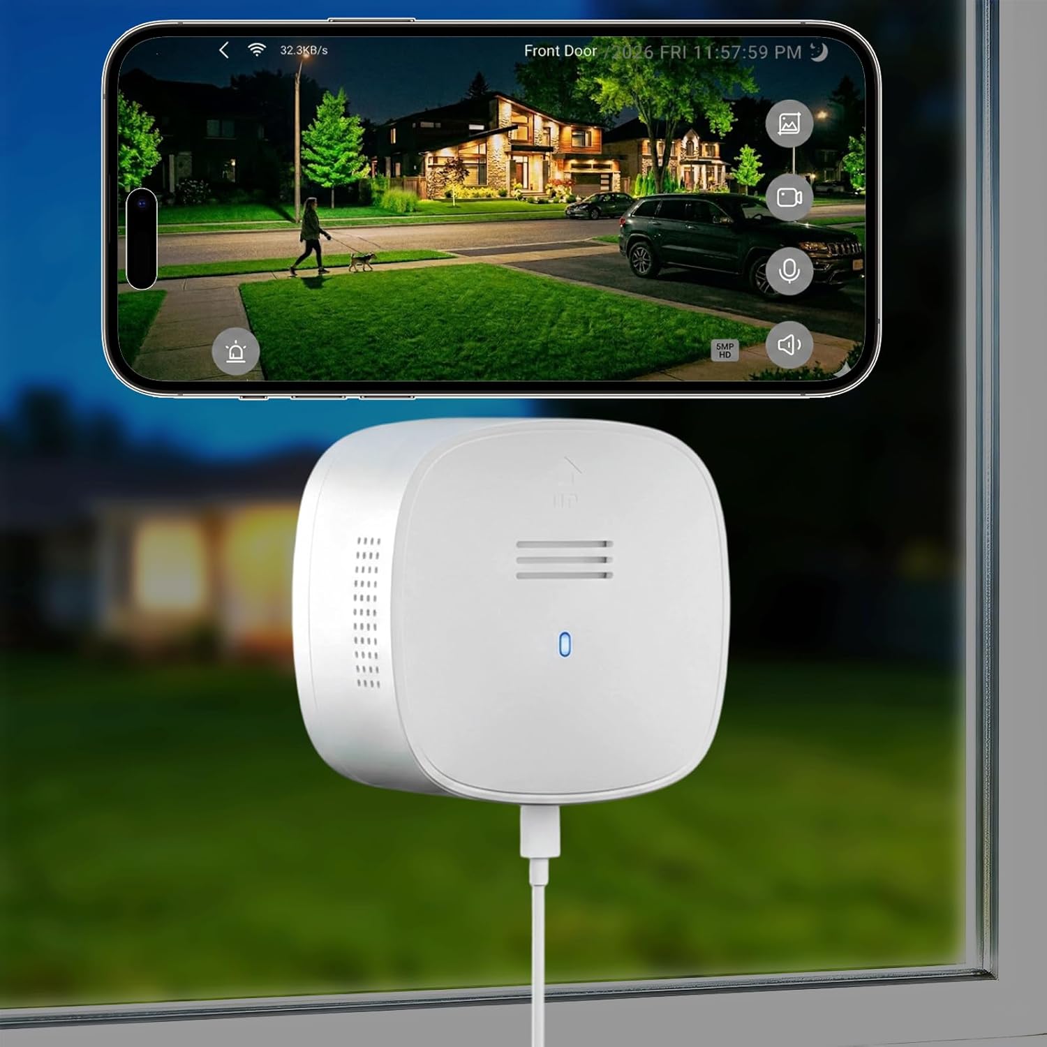 3K 5MP Window Camera, SpectraVivid AI Color Night Vision Window Cameras for Home Security, 2.4G&5G WiFi, Person & Motion Detection Siren, Two-Way Audio, 24/7 Recording, Easy Quick Install Indoor Glass