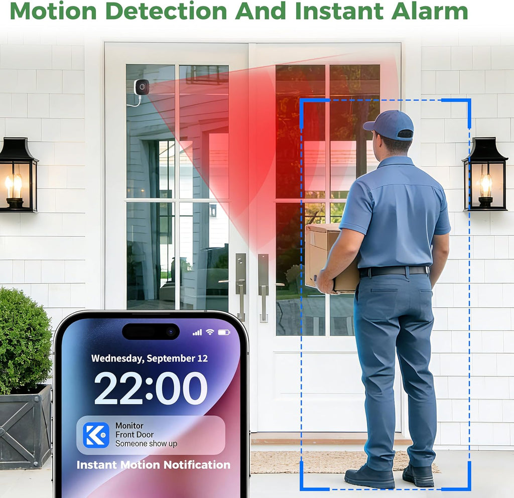 3K 5MP Window Camera, SpectraVivid AI Color Night Vision Window Cameras for Home Security, 2.4G&5G WiFi, Person & Motion Detection Siren, Two-Way Audio, 24/7 Recording, Easy Quick Install Indoor Glass
