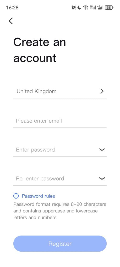 Create account form