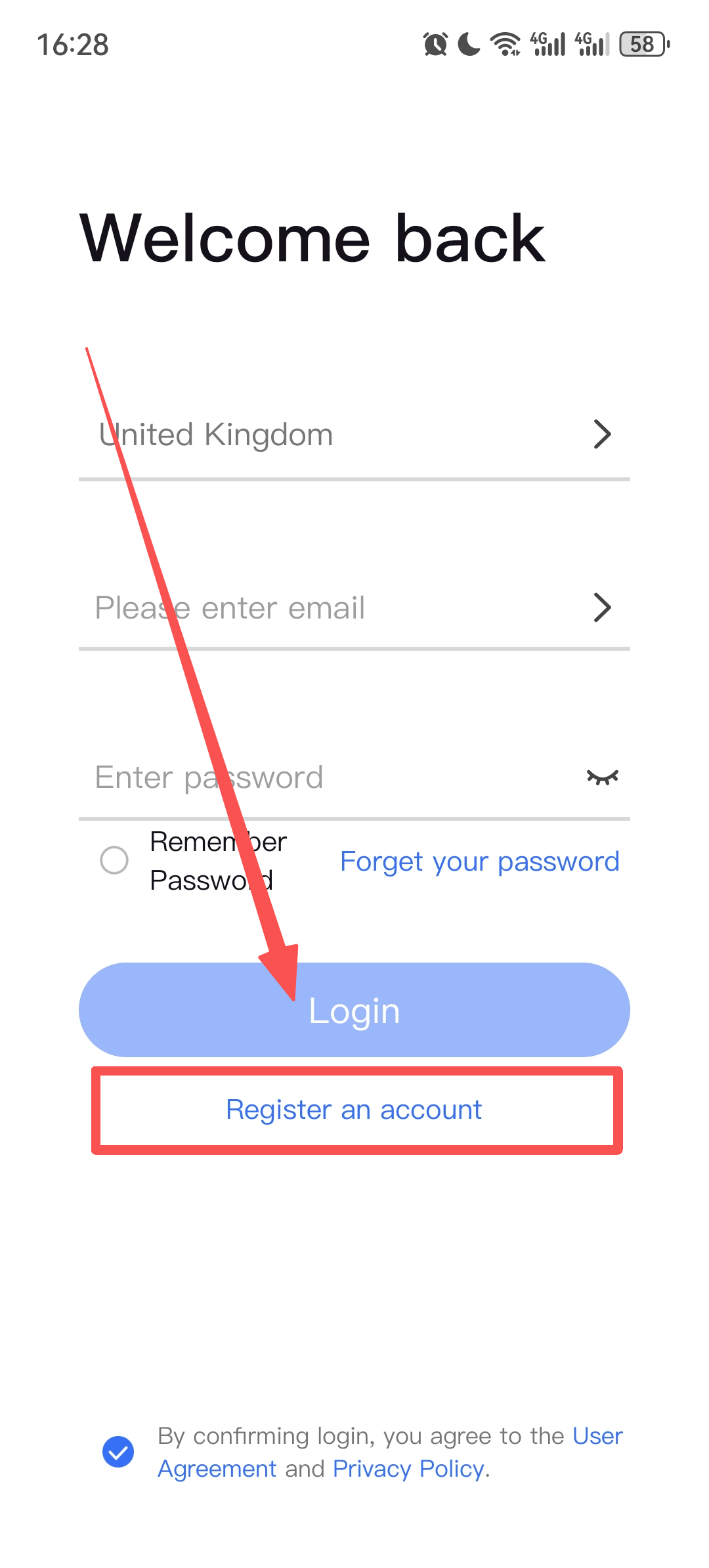 Register account
