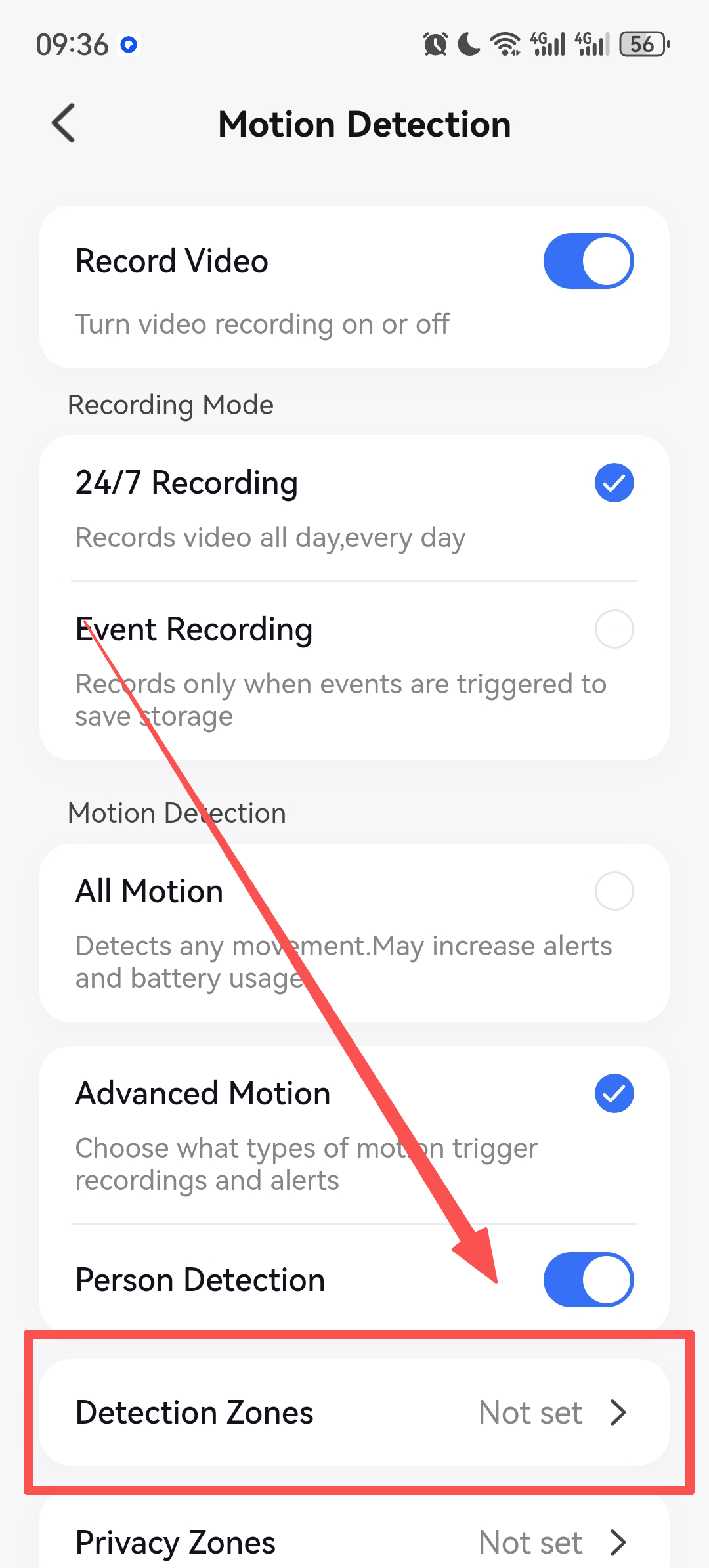 Custom detection zones