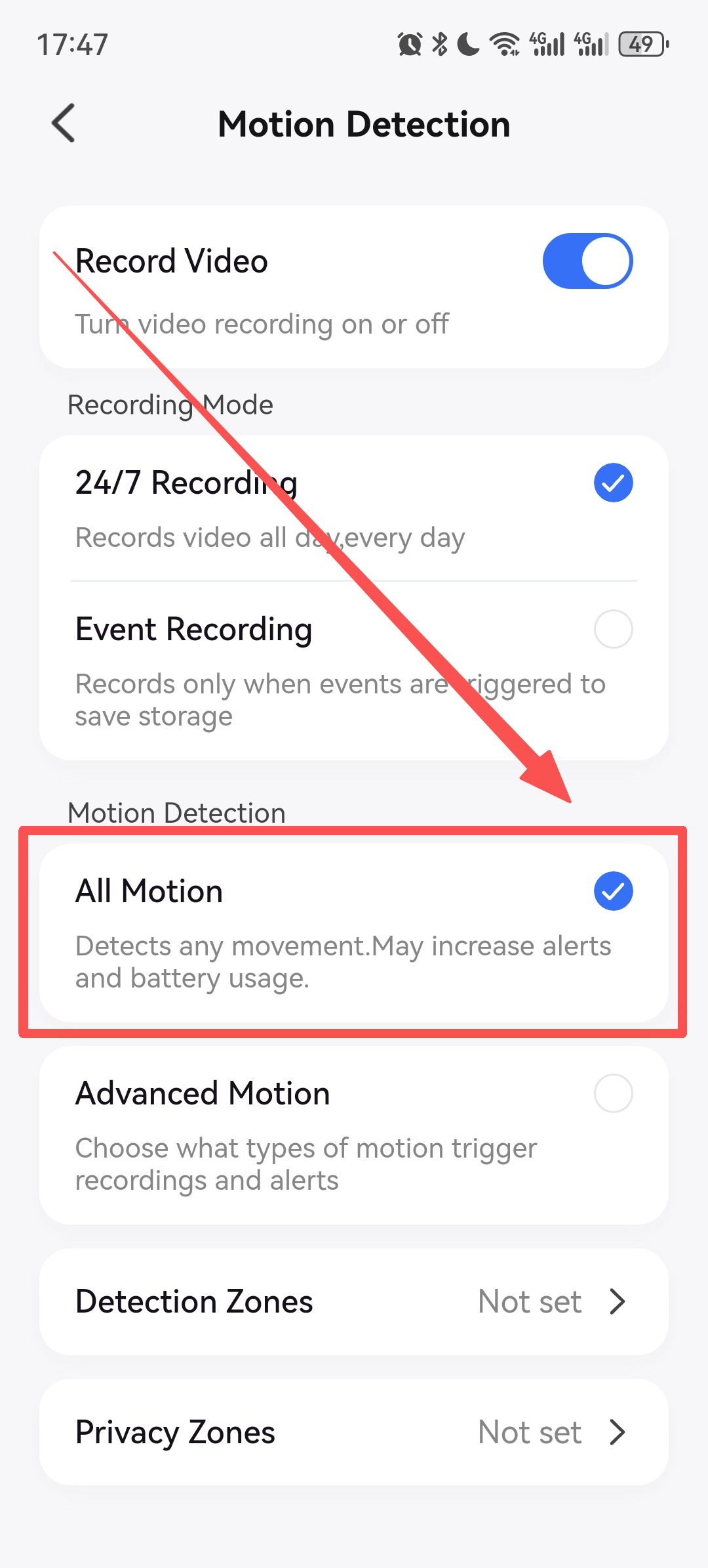 General motion detection